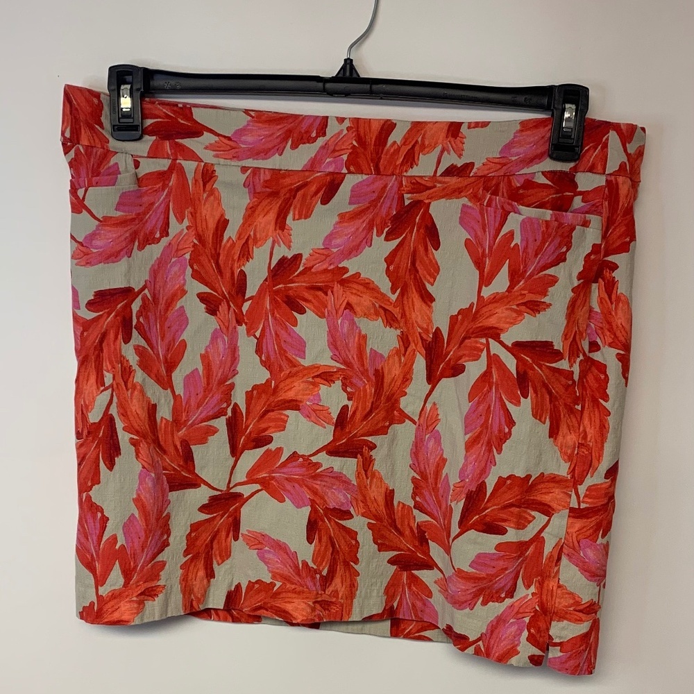 Chico’s Skort Tropical Leaf Golf Tennis Outdoors Sporty Vibrant Womens SZ 3(18)